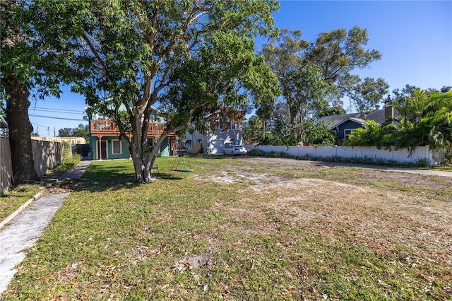 view of yard featuring a deck