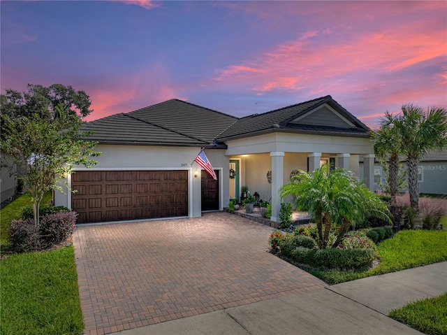 view of front of house with a garage