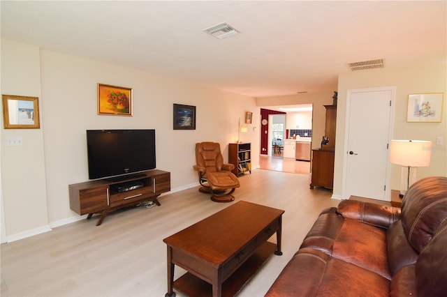 living room featuring light hardwood / wood-style floors