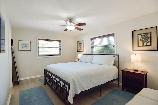 bedroom featuring ceiling fan