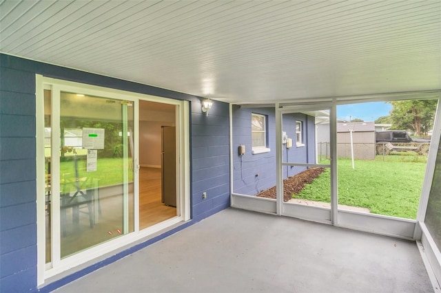 view of unfurnished sunroom