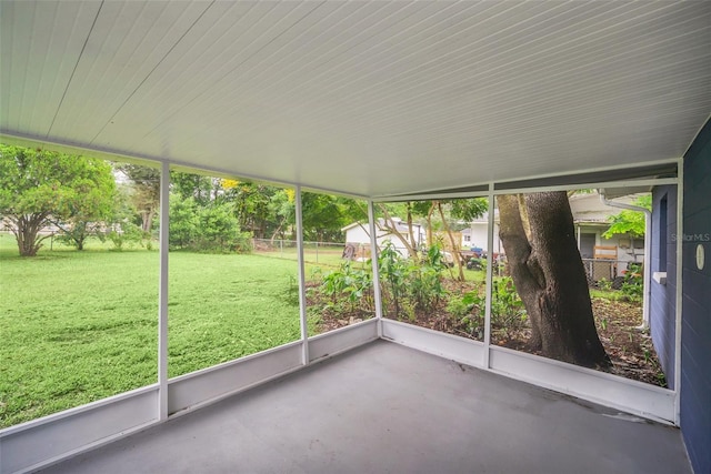 view of unfurnished sunroom