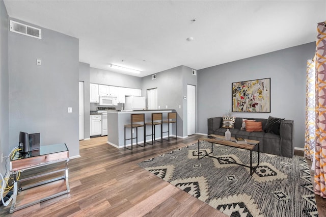 living room with wood-type flooring