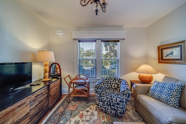 living room with hardwood / wood-style flooring