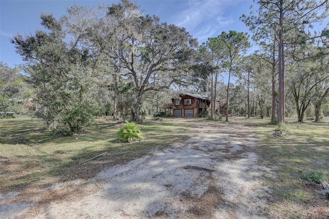 view of yard featuring dirt driveway