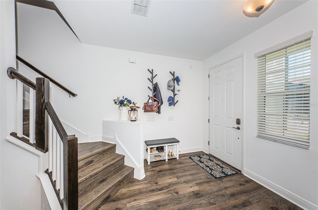 foyer with dark wood-type flooring