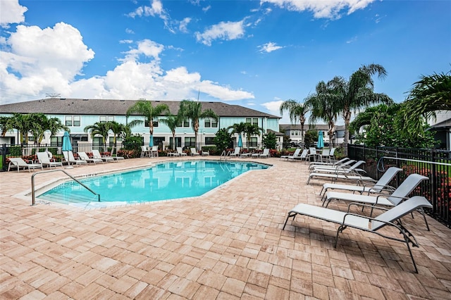 view of pool featuring a patio