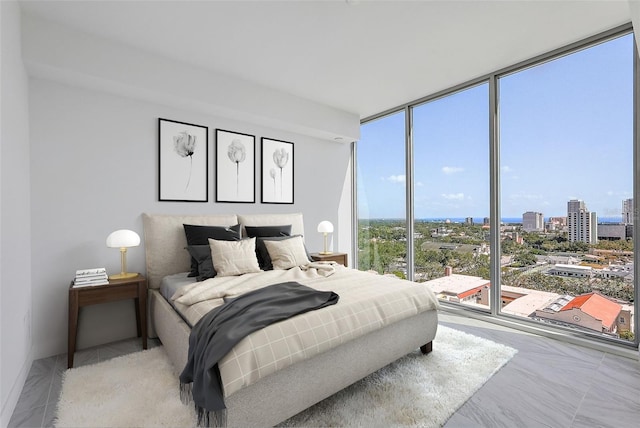 bedroom featuring expansive windows and multiple windows