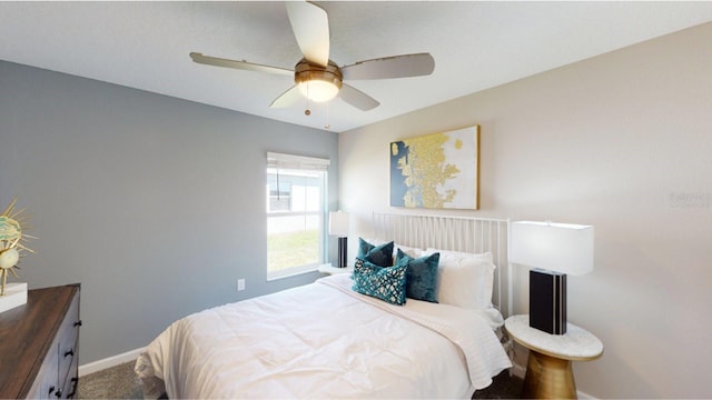 bedroom with carpet and ceiling fan