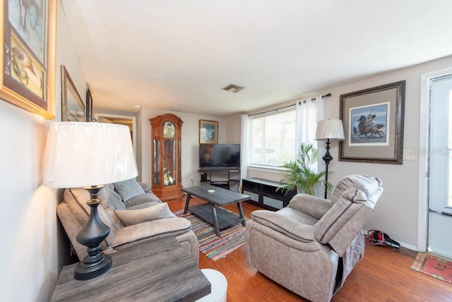 living room featuring hardwood / wood-style flooring