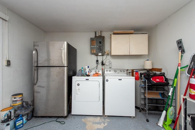 laundry area featuring independent washer and dryer and electric panel