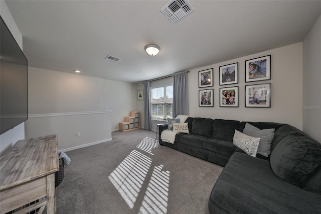 living room with light carpet