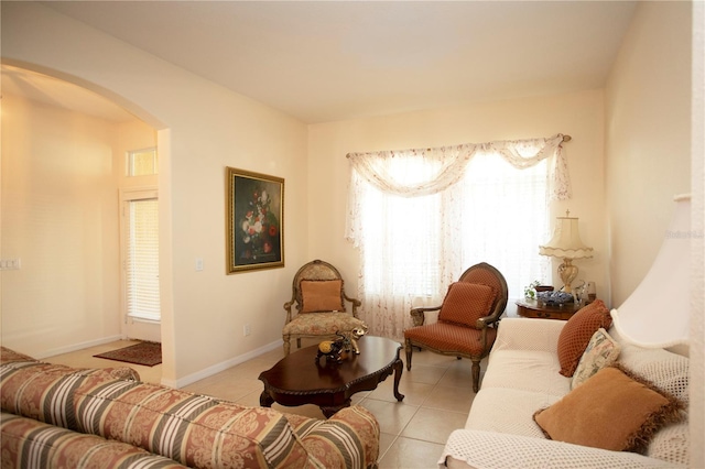 view of tiled living room