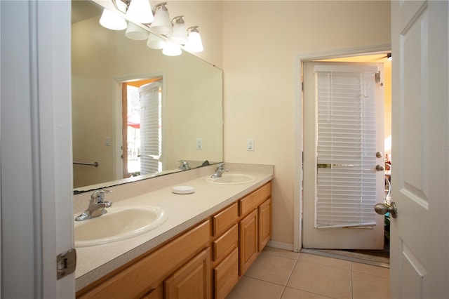 bathroom featuring vanity and tile patterned flooring