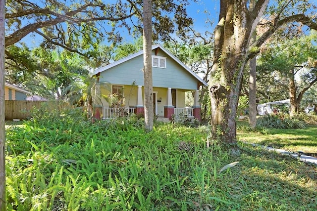 view of front facade featuring covered porch