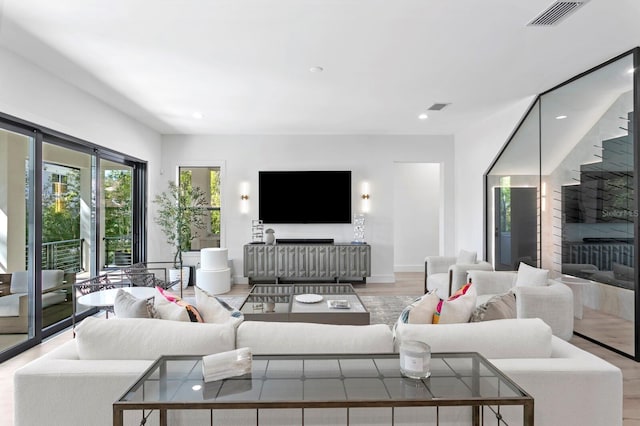 living room featuring light hardwood / wood-style floors