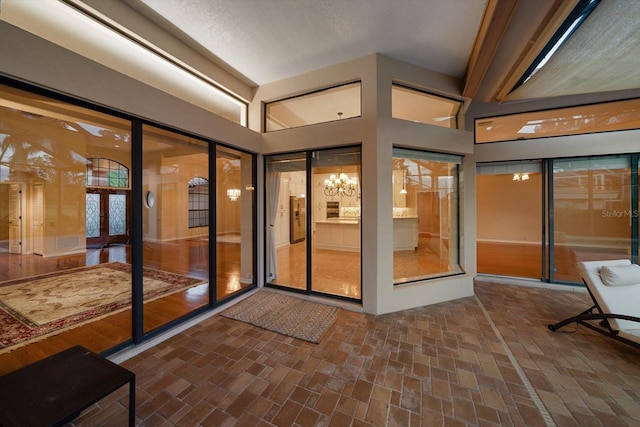 interior space with a chandelier