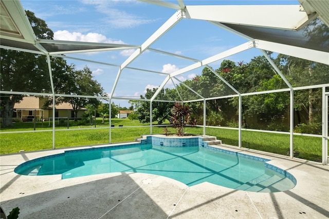 2152 SE Harding St, Port Saint Lucie, FL 34952 - swimming pool featuring a yard, a patio, and glass enclosure