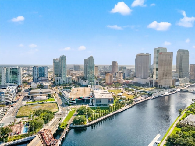 property's view of city with a water view