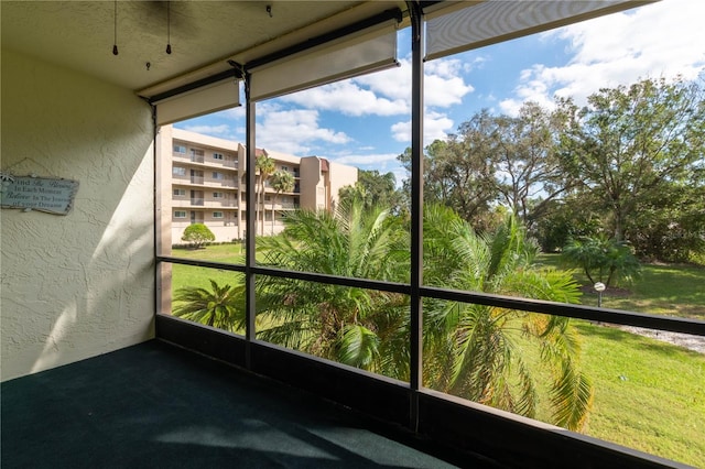 view of unfurnished sunroom