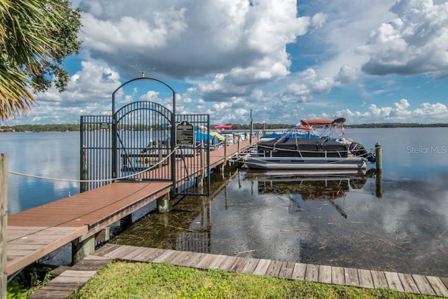 view of dock featuring a water view