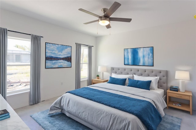 bedroom featuring ceiling fan