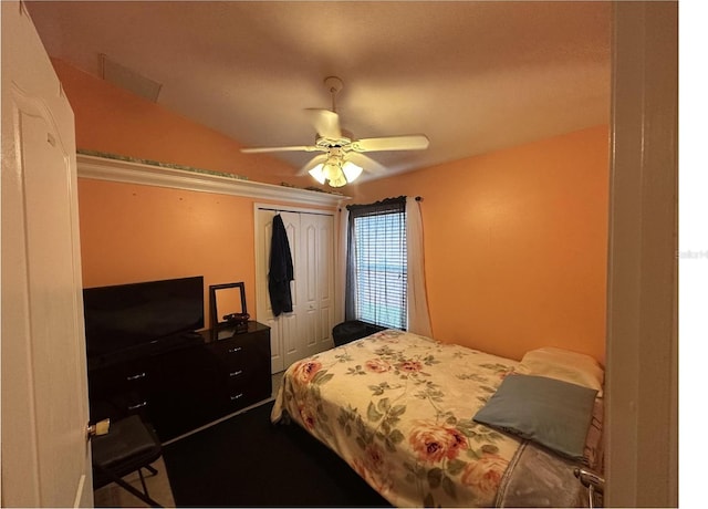 bedroom with a closet and ceiling fan