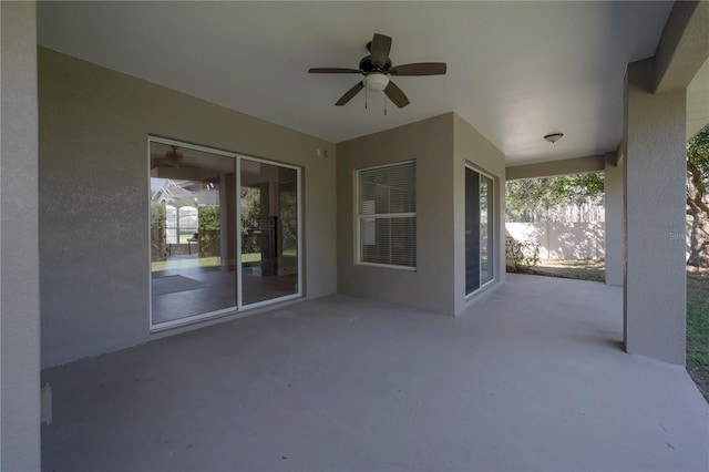 view of patio with ceiling fan