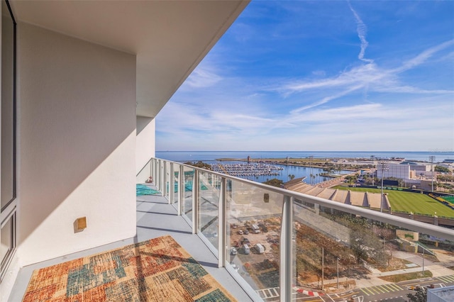 balcony with a water view