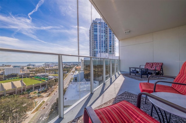 balcony with a water view