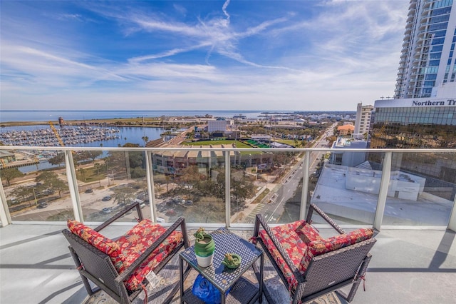 balcony with a water view