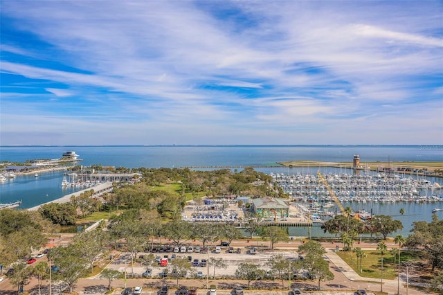 bird's eye view featuring a water view