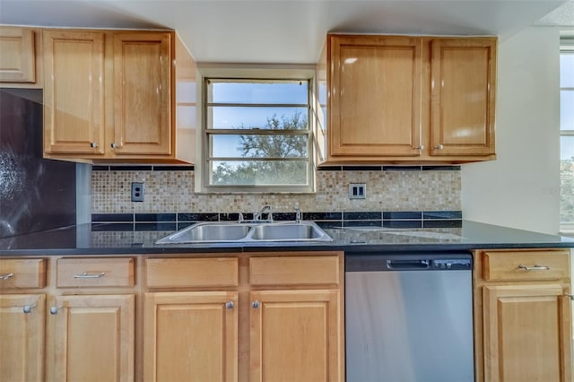 kitchen featuring sink, dishwasher, and tasteful backsplash