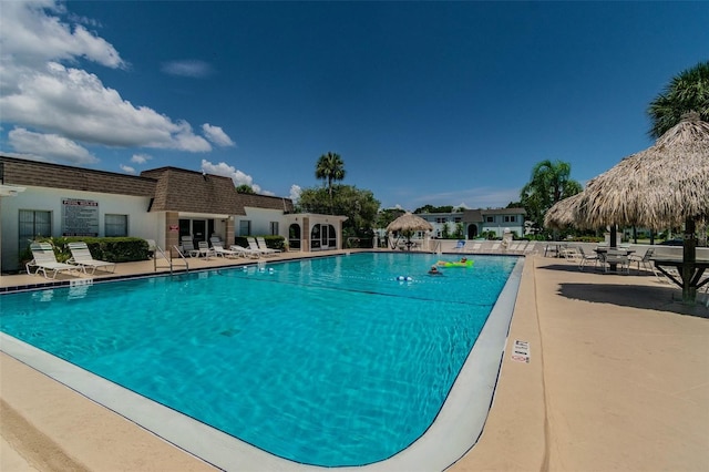 view of pool featuring a patio area