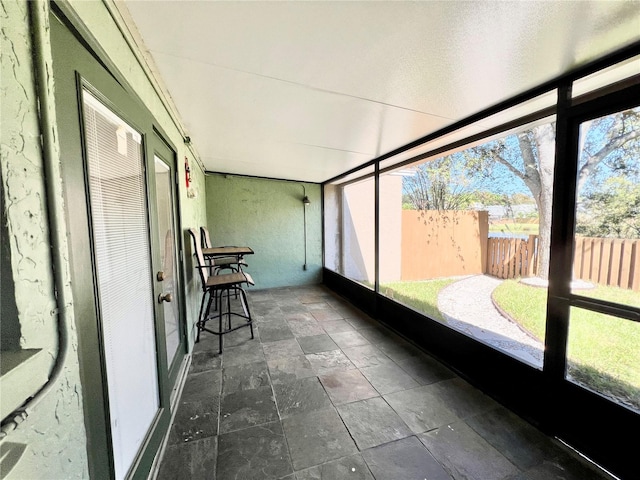 view of unfurnished sunroom