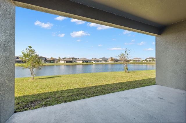 exterior space featuring a water view