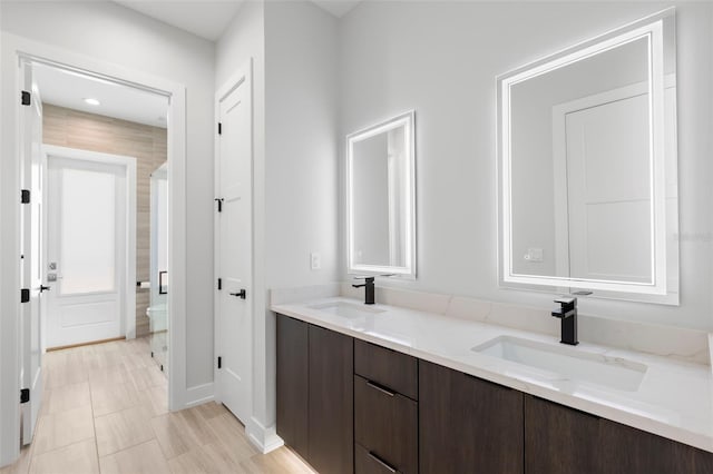 bathroom with vanity and tile patterned floors