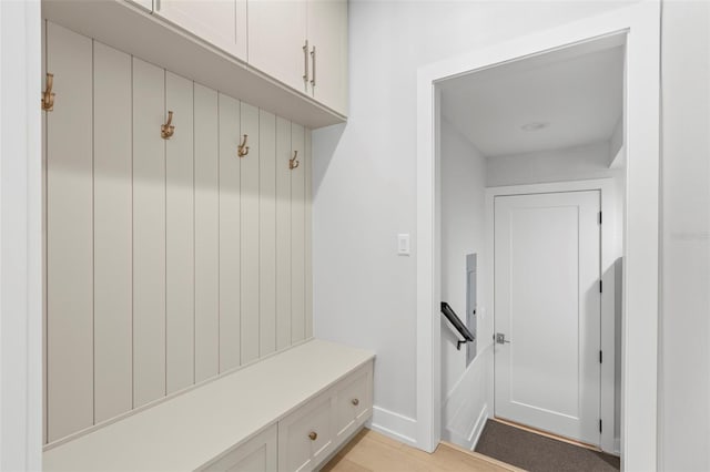 mudroom with light wood-type flooring