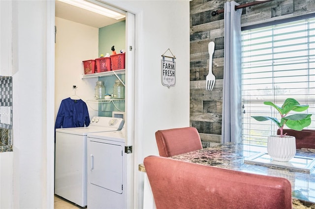 dining space featuring separate washer and dryer