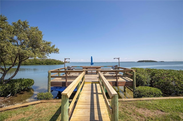 dock area featuring a water view