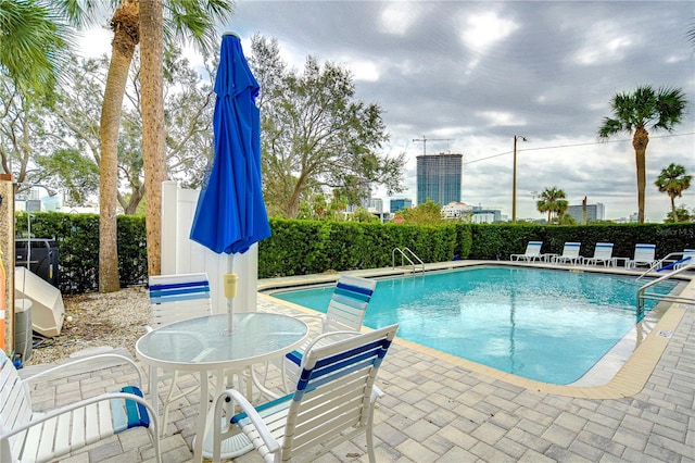 view of pool with a patio