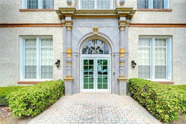 view of exterior entry with french doors