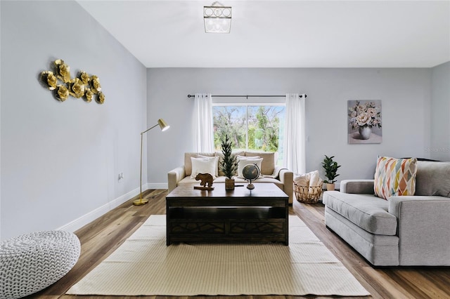 living room with hardwood / wood-style floors