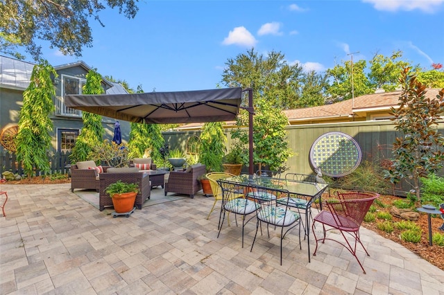 view of patio featuring an outdoor living space