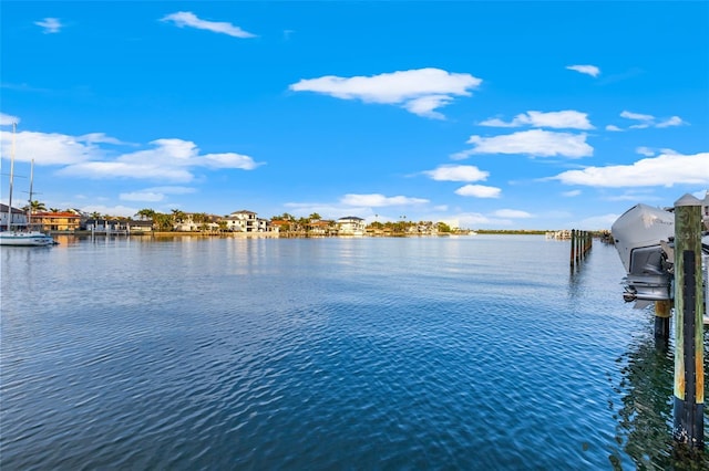 view of water feature featuring a dock