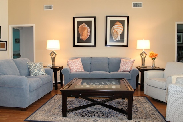 living room with hardwood / wood-style floors