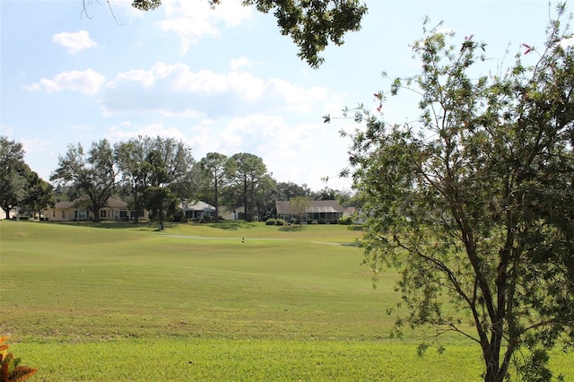 view of property's community with a lawn