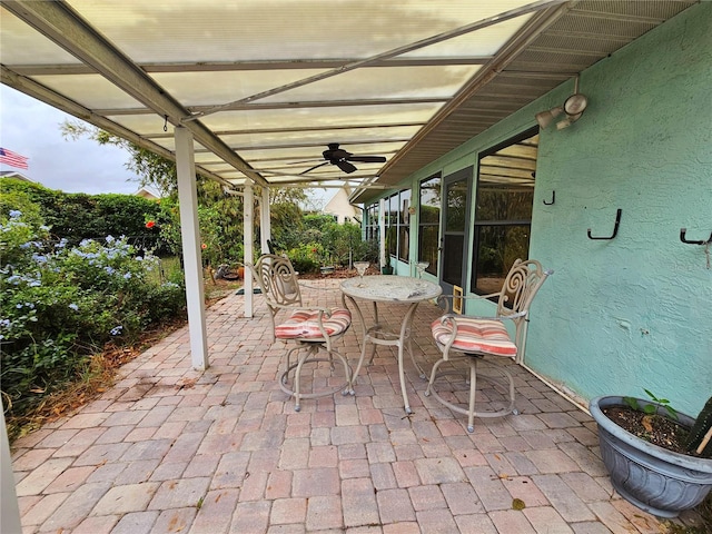 view of patio with ceiling fan