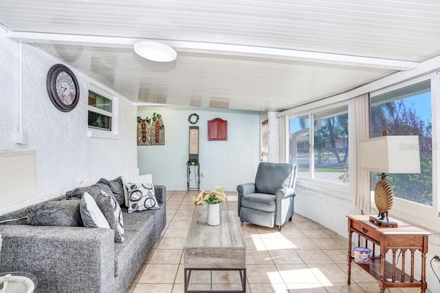 view of tiled living room