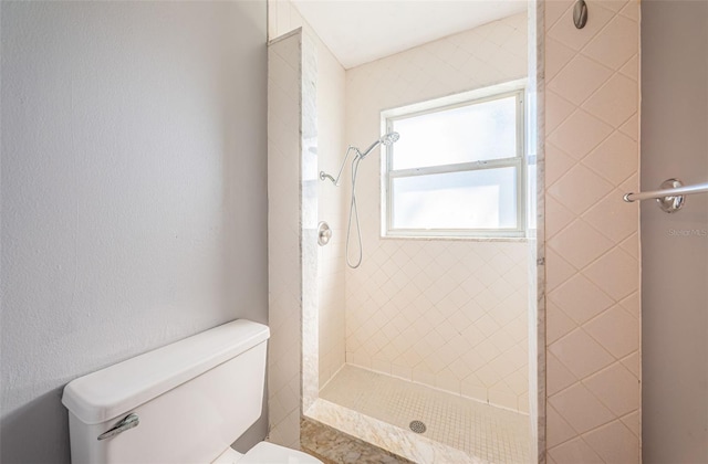 bathroom with toilet and tiled shower